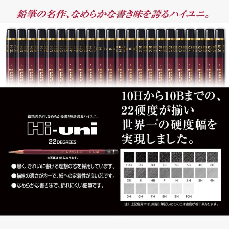 uni Wooden Pencil, H, Box of 12 (HUH),Brown - Image 5